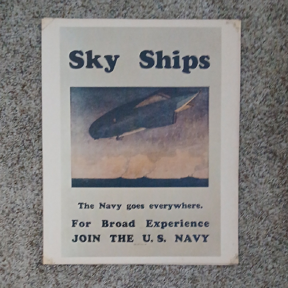 WWI ERA 20"X16" US NAVY AIR SHIPS POSTER
